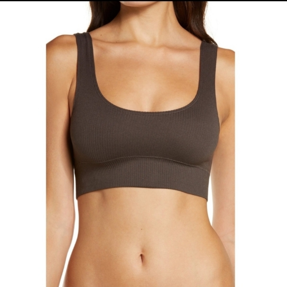 SKIMS Stretch Rib Scoop Bralette in Soot Size Large/X-Large NWOT